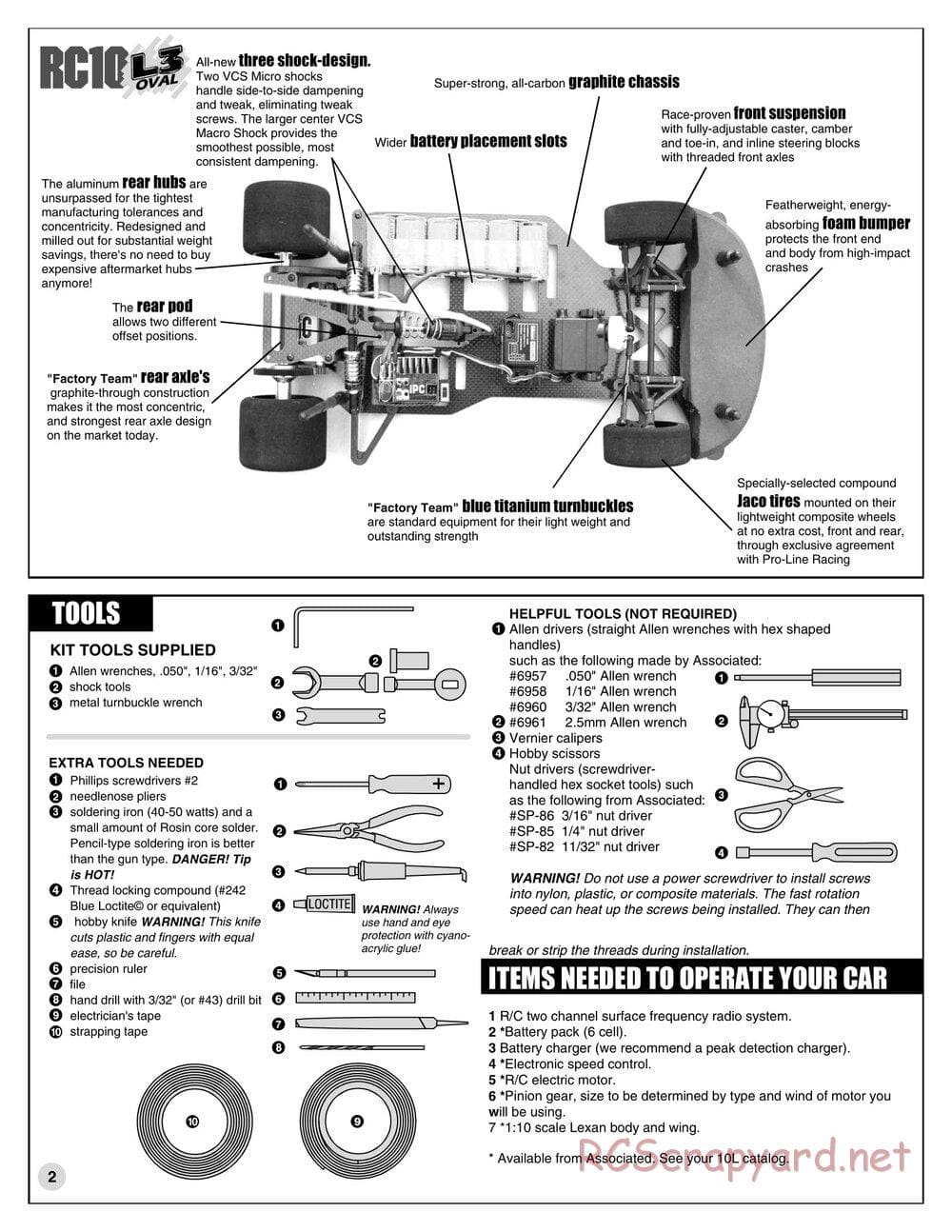 Team Associated - RC10L3O Oval - Manual - Page 2
