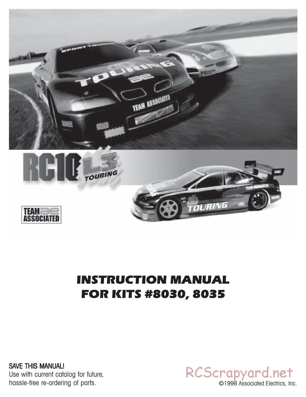 Team Associated - RC10L3 Touring - Manual - Page 1