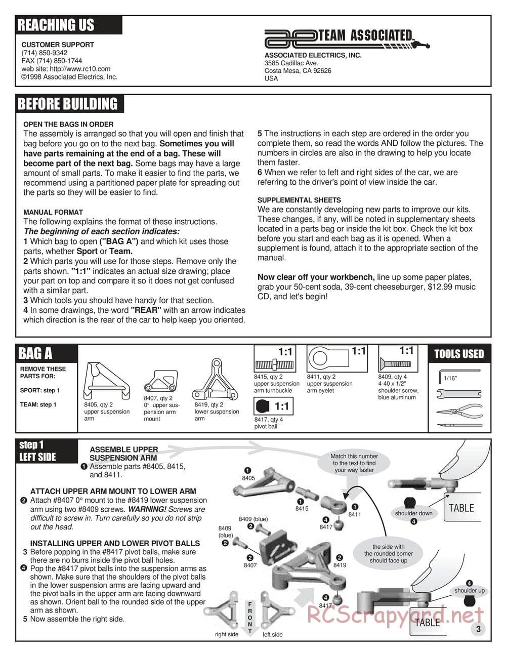 Team Associated - RC10L3 Touring - Manual - Page 3
