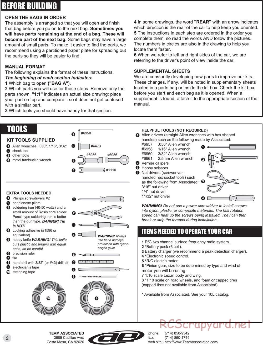 Team Associated - RC10L4O Oval - Manual - Page 2