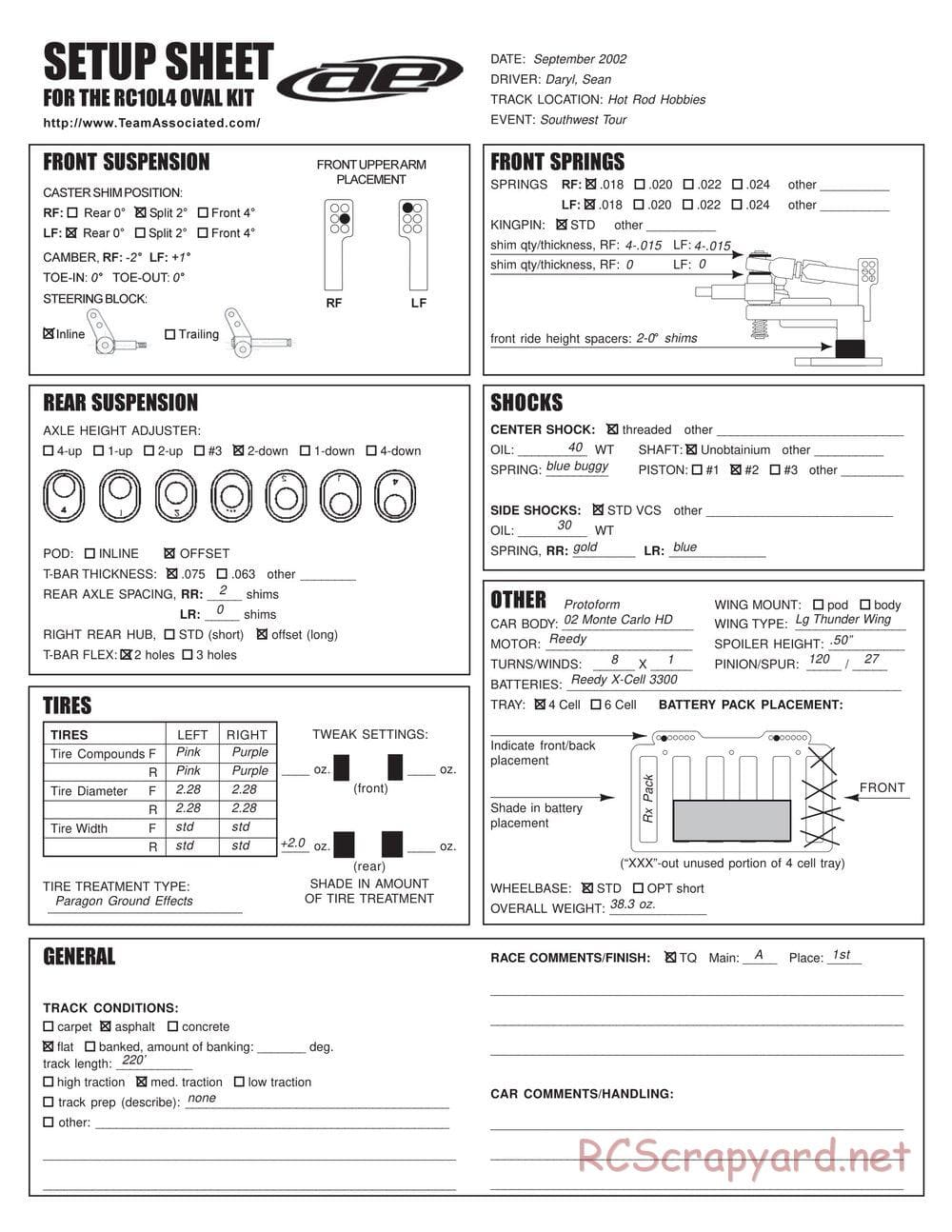 Team Associated - RC10L4O Oval - Manual - Page 20