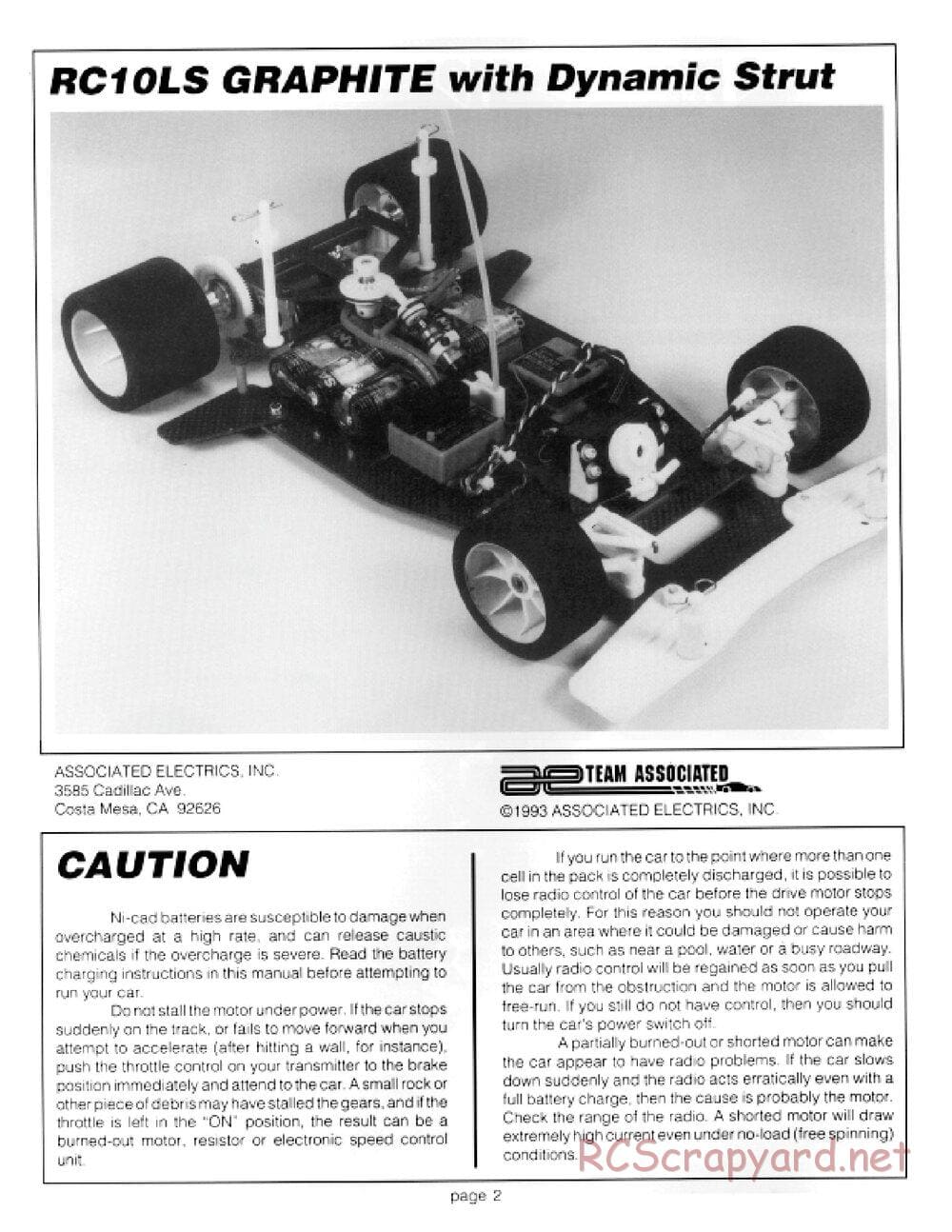 Team Associated - RC10LS - Manual - Page 2