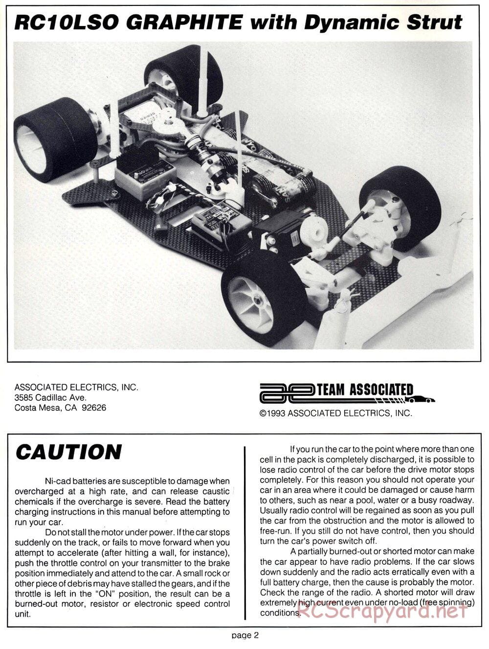 Team Associated - RC10LSO Oval - Manual - Page 2