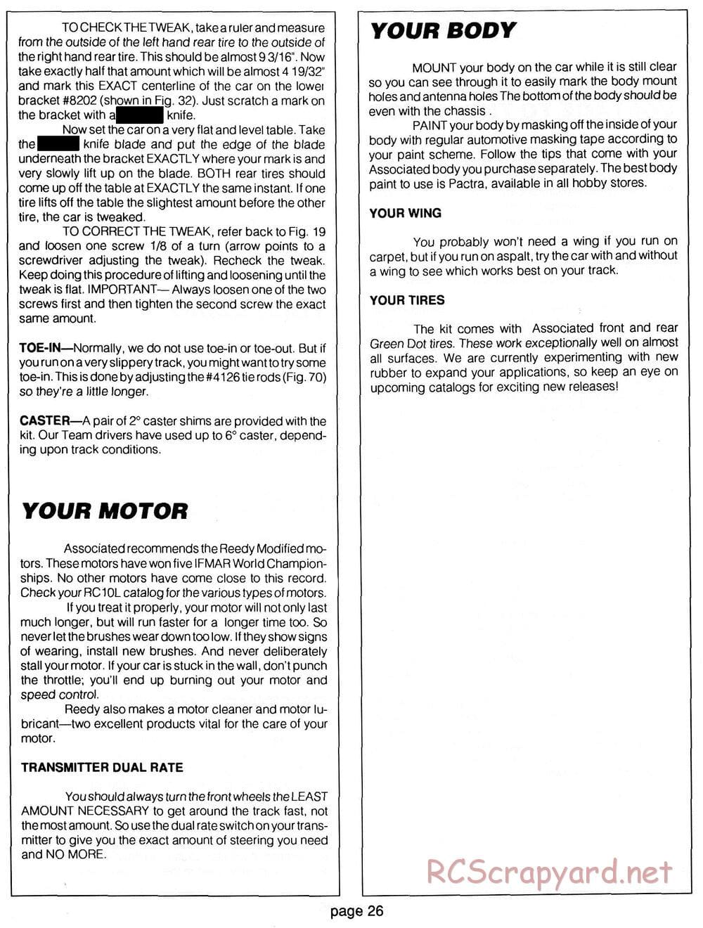 Team Associated - RC10LSS - Manual - Page 26