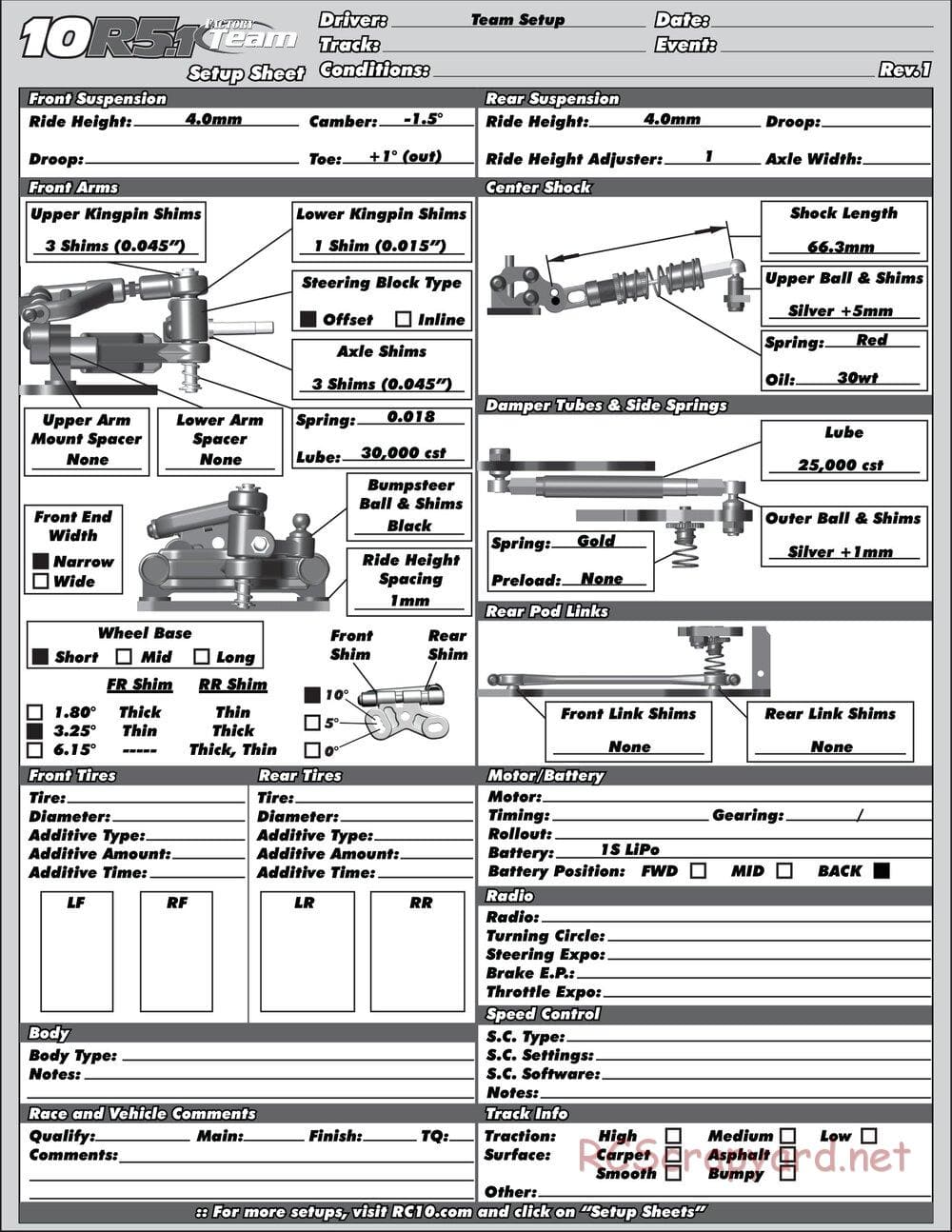 Team Associated - RC10R5.1 Factory Team - Manual - Page 19