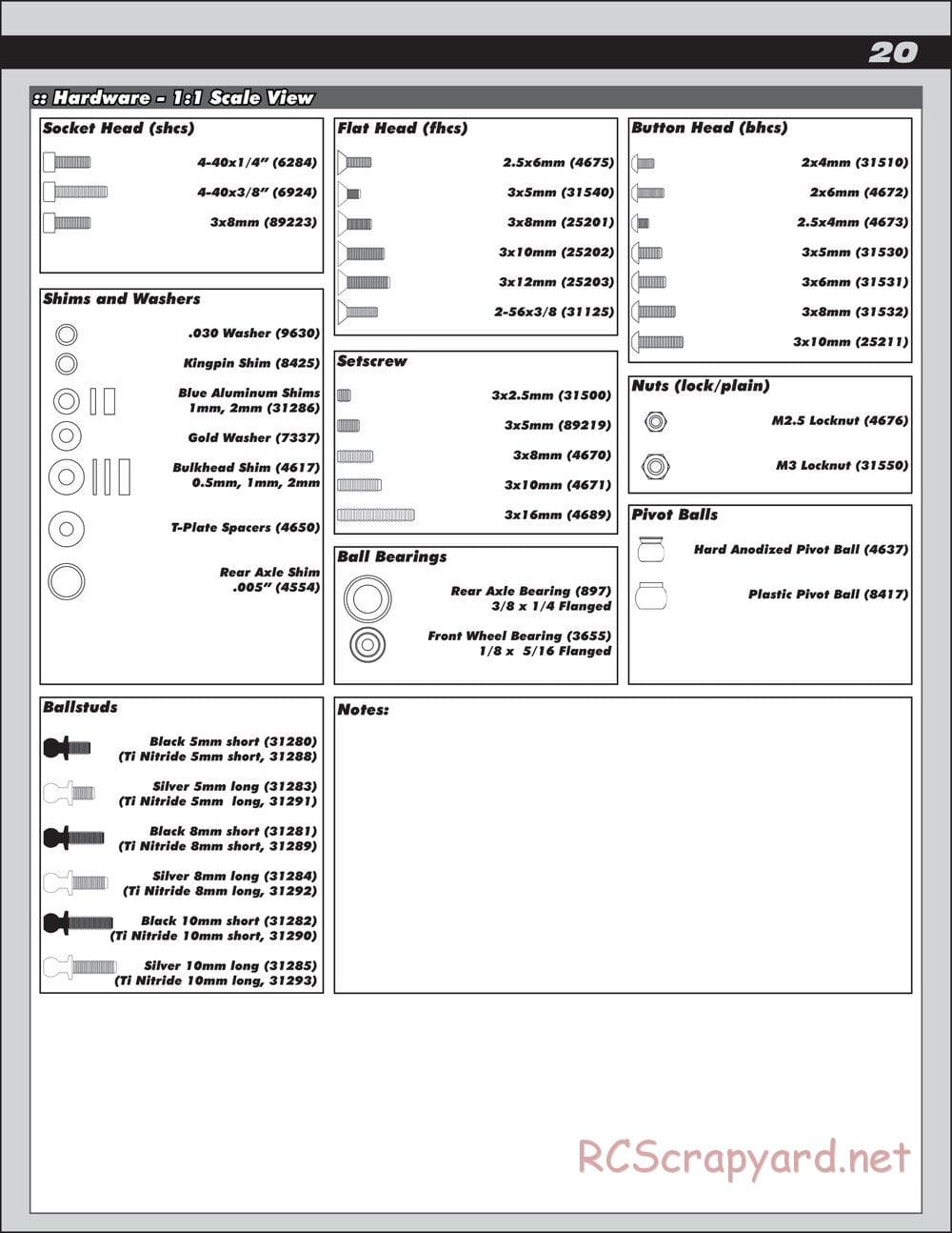 Team Associated - RC10R5.1 Factory Team - Manual - Page 20