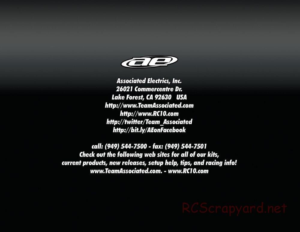 Team Associated - RC10R5.1 Factory Team - Manual - Page 22