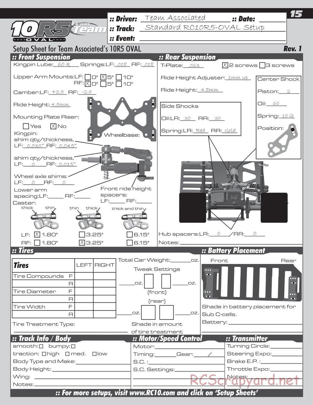 Team Associated - RC10R5 Oval Factory Team - Manual - Page 15