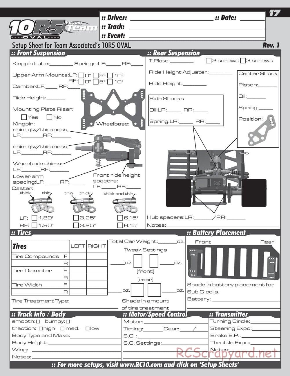 Team Associated - RC10R5 Oval Factory Team - Manual - Page 17
