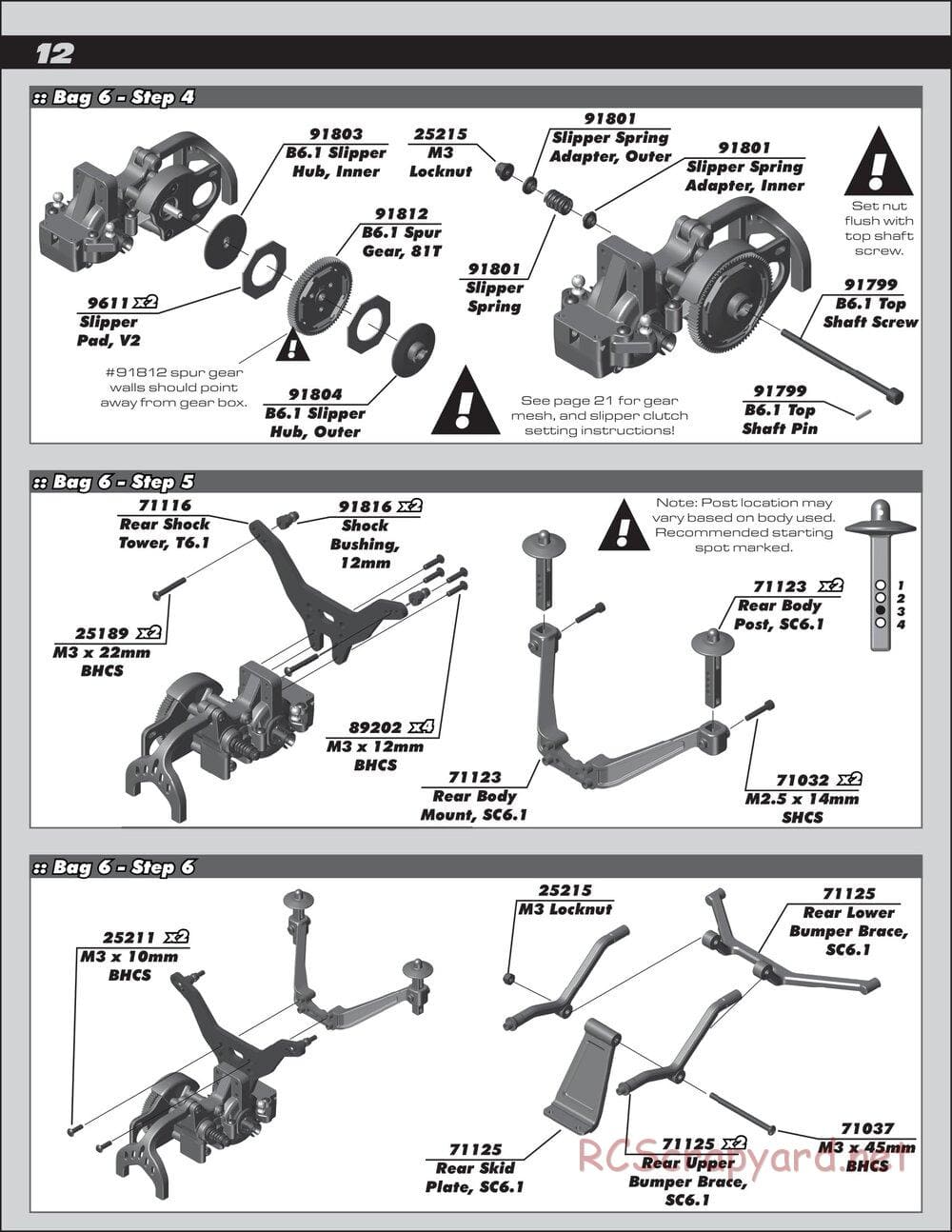 Team Associated - RC10 SC6.1 Team - Manual - Page 12