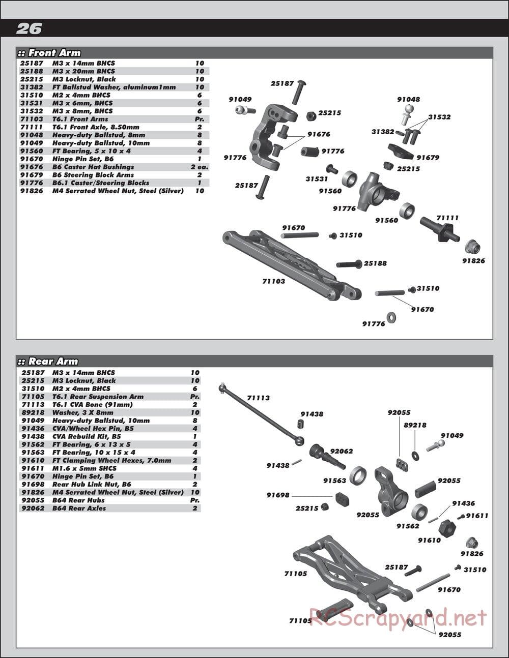 Team Associated - RC10 SC6.1 Team - Manual - Page 26
