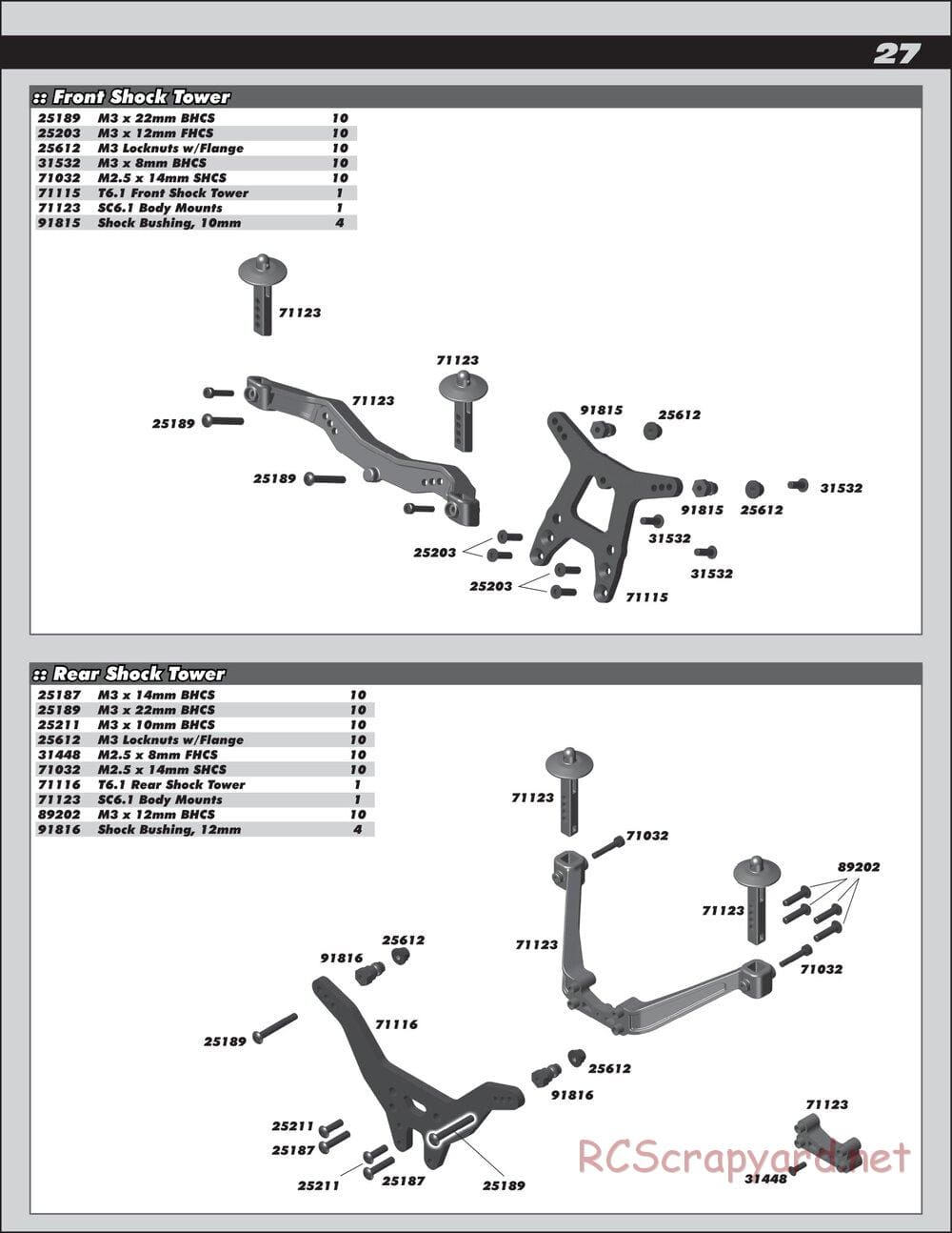 Team Associated - RC10 SC6.1 Team - Manual - Page 27