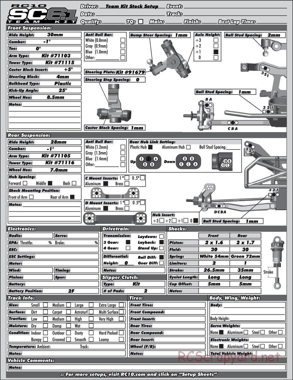 Team Associated - RC10 SC6.1 Team - Manual - Page 32