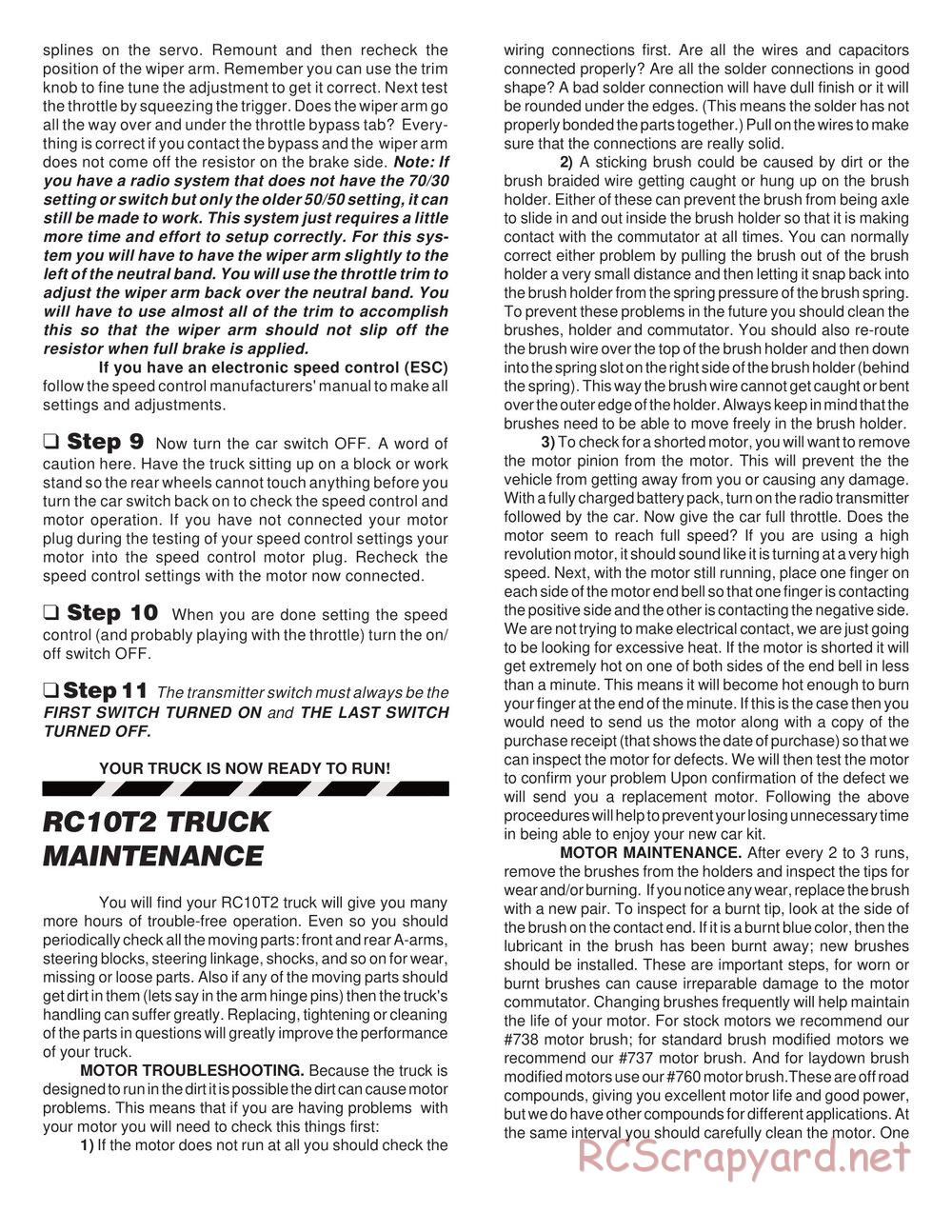 Team Associated - RC10T2 - Manual - Page 50