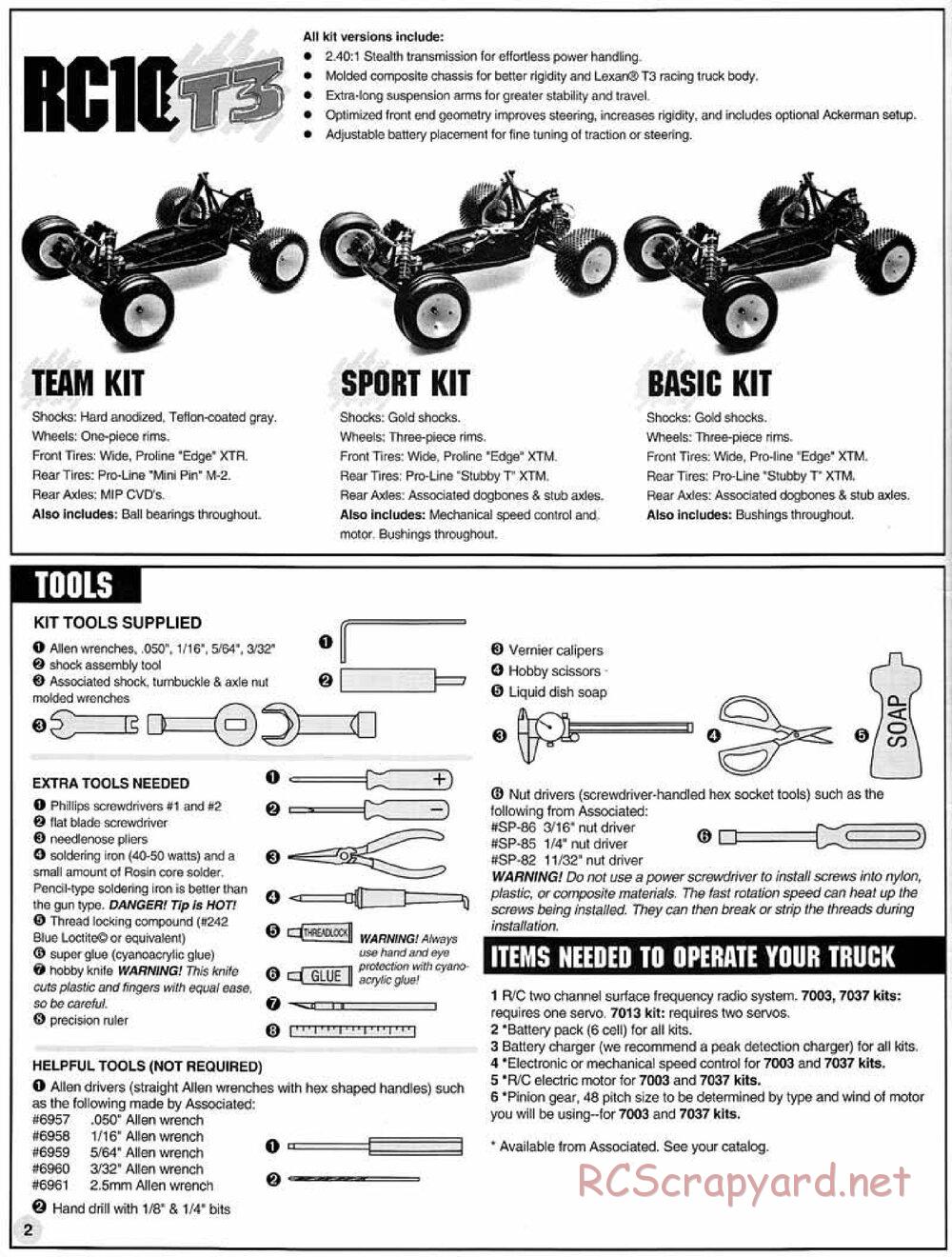Team Associated - RC10T3 (1997) - Manual - Page 2