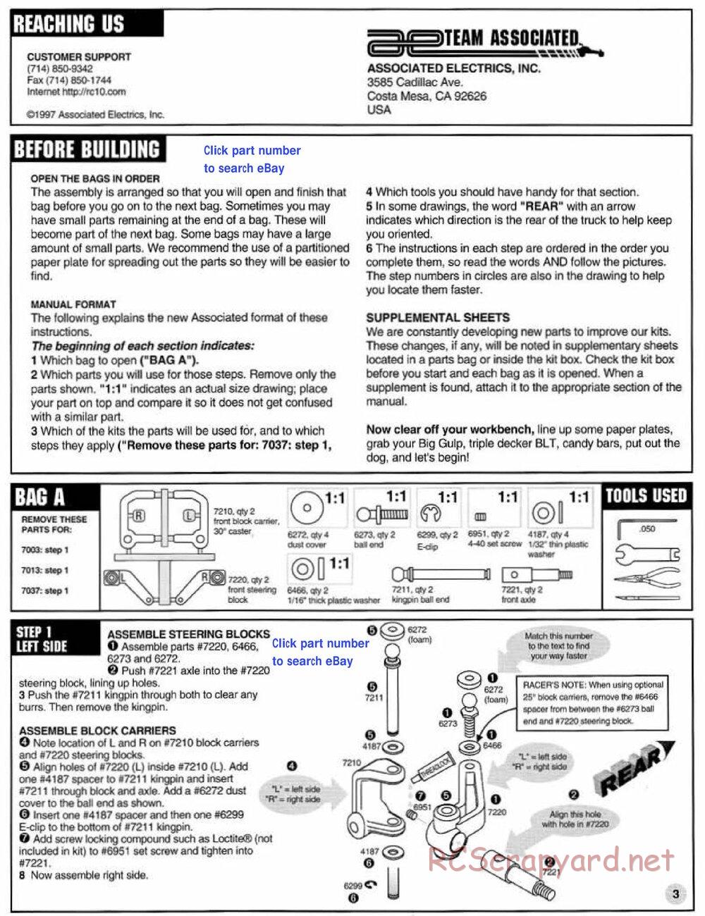 Team Associated - RC10T3 (1997) - Manual - Page 3