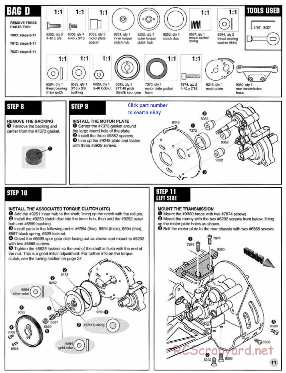 Team Associated - RC10T3 (1997) - Manual - Page 11