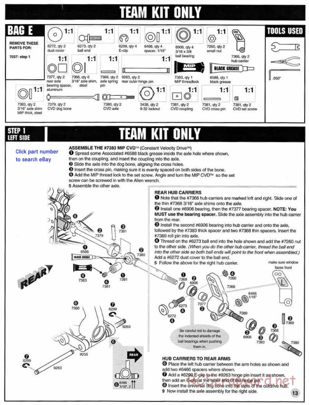 Team Associated - RC10T3 (1997) - Manual - Page 13