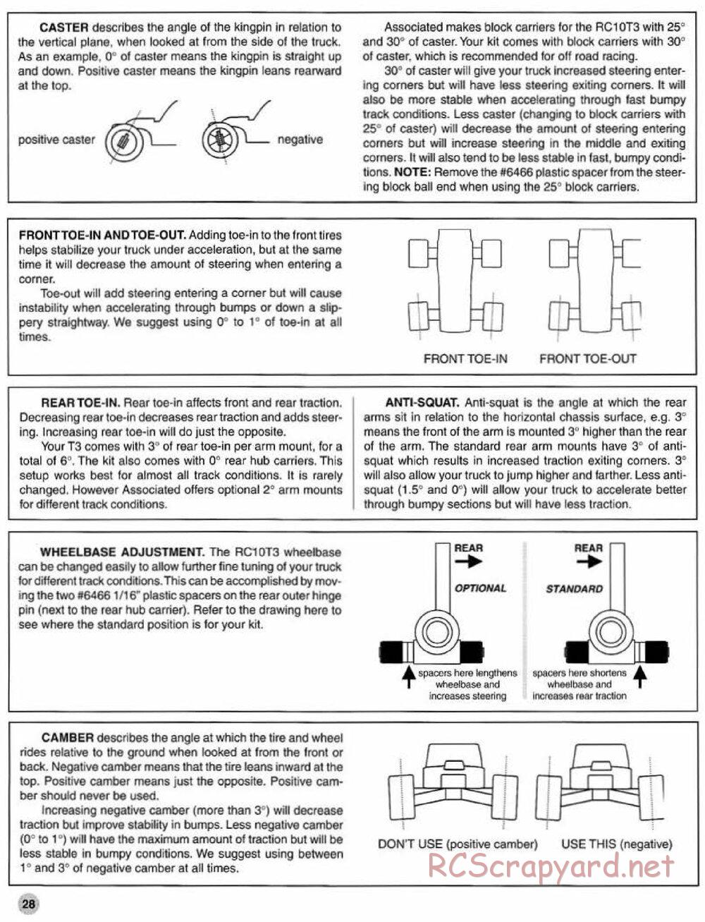 Team Associated - RC10T3 (1997) - Manual - Page 28