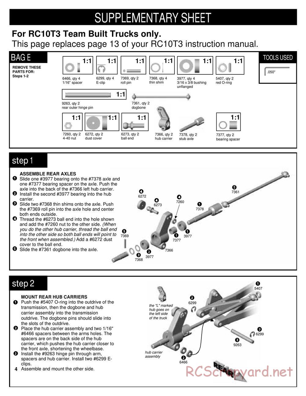 Team Associated - RC10T3 RTR (2001) - Manual - Page 13
