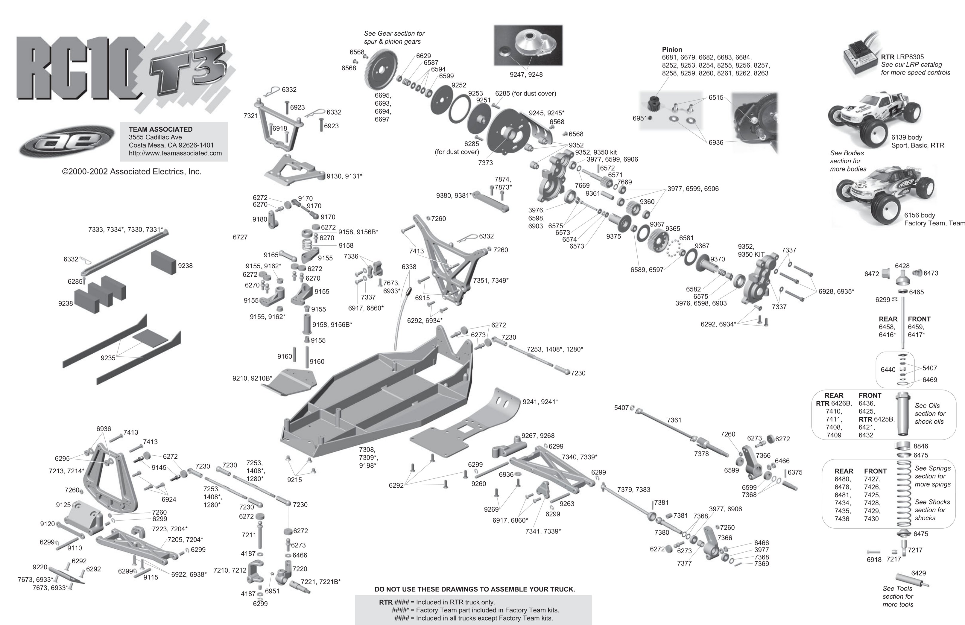 Team Associated - RC10T3 (2000) - Exploded View