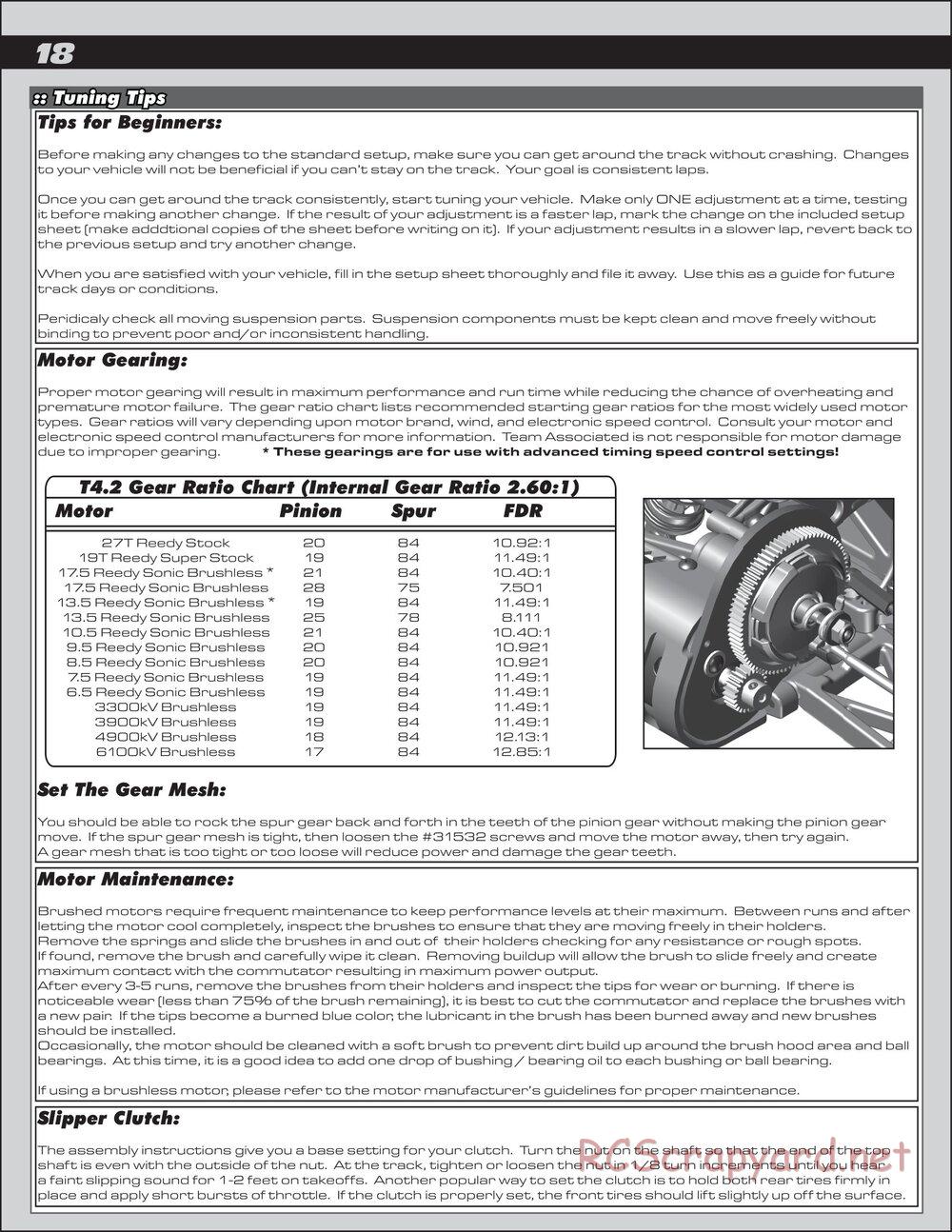 Team Associated - RC10T4.2 Factory Team - Manual - Page 18
