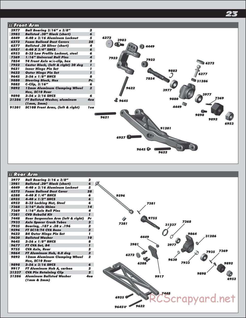 Team Associated - RC10T4.2 Factory Team - Manual - Page 23