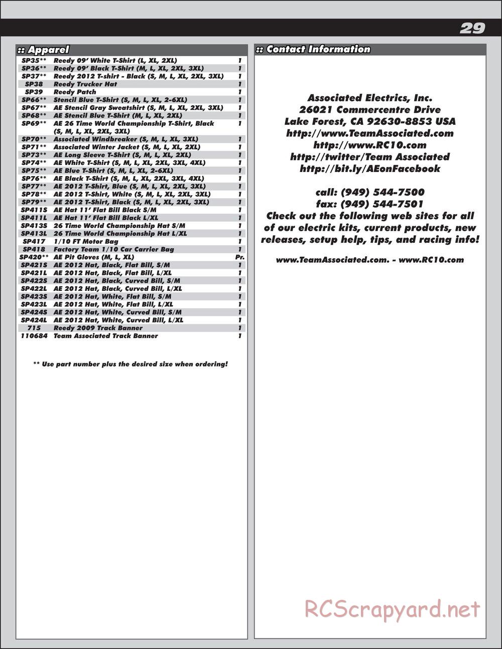 Team Associated - RC10T4.2 Factory Team - Manual - Page 29