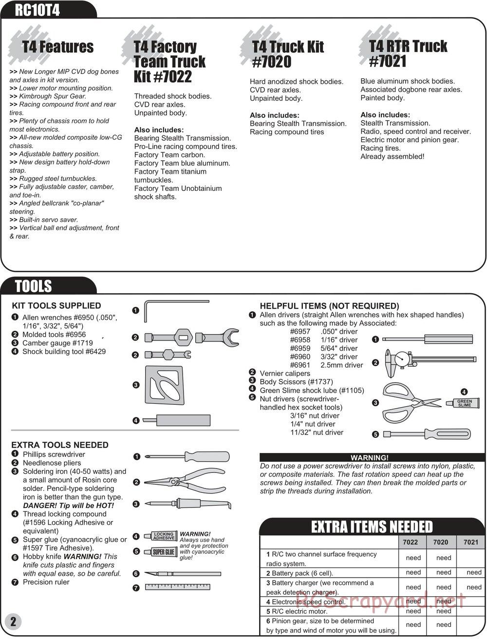 Team Associated - RC10T4 (2004) - Manual - Page 2