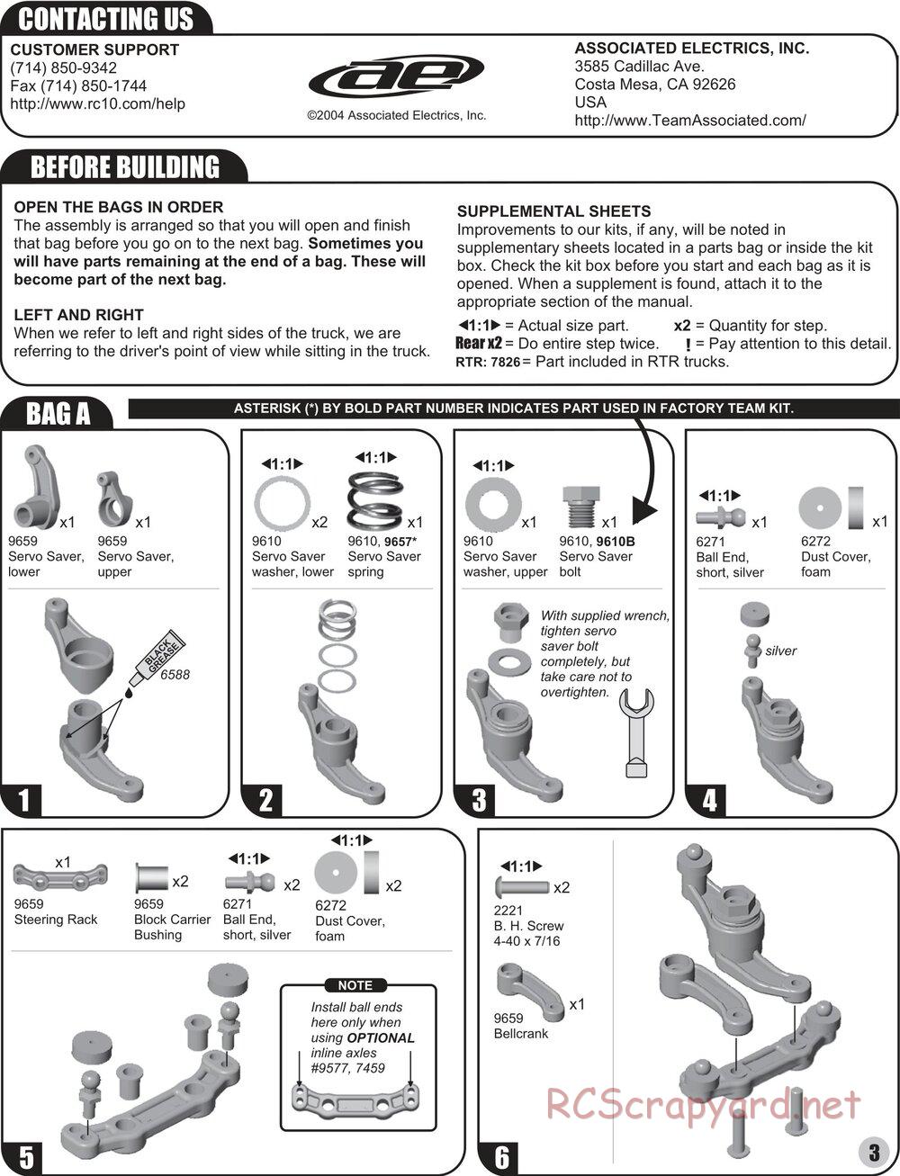 Team Associated - RC10T4 (2004) - Manual - Page 3