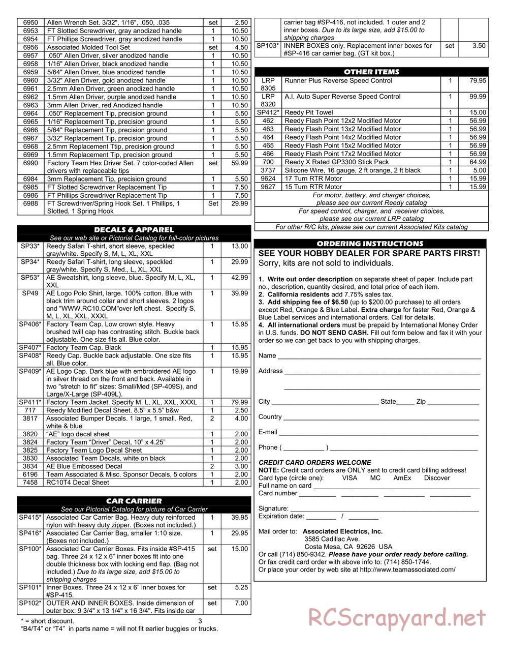 Team Associated - RC10T4 (2004) - Parts List 3