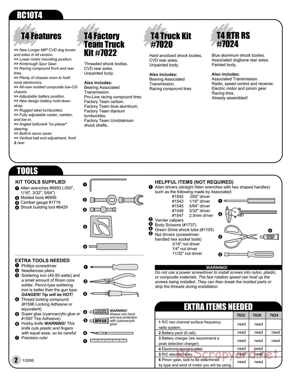 Team Associated - RC10T4 RS - Manual - Page 2