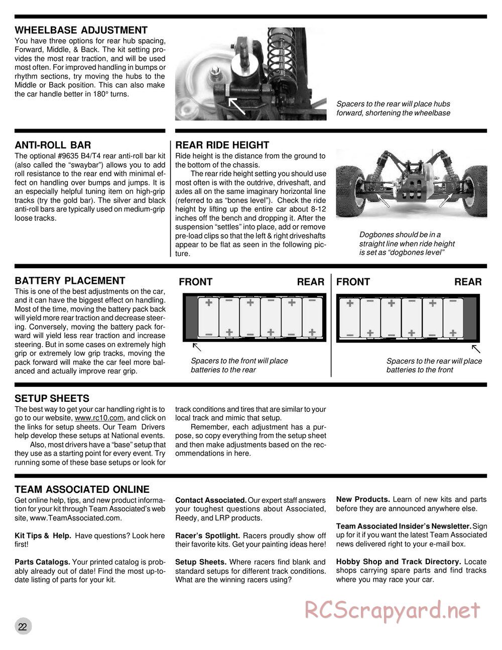 Team Associated - RC10T4 RS - Manual - Page 20