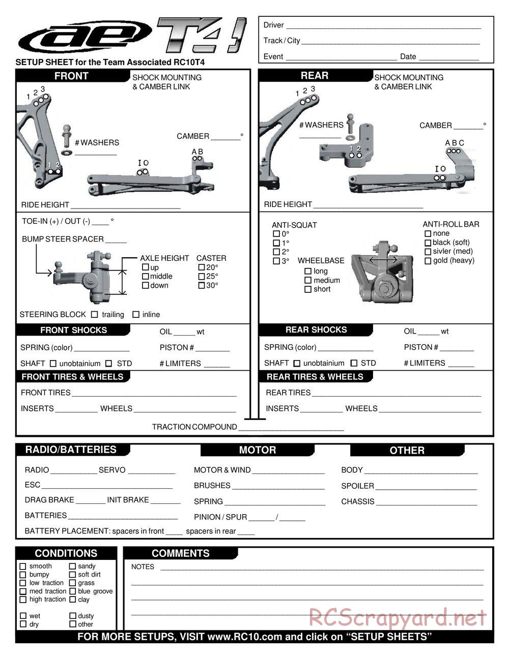 Team Associated - RC10T4 RS - Manual - Page 21