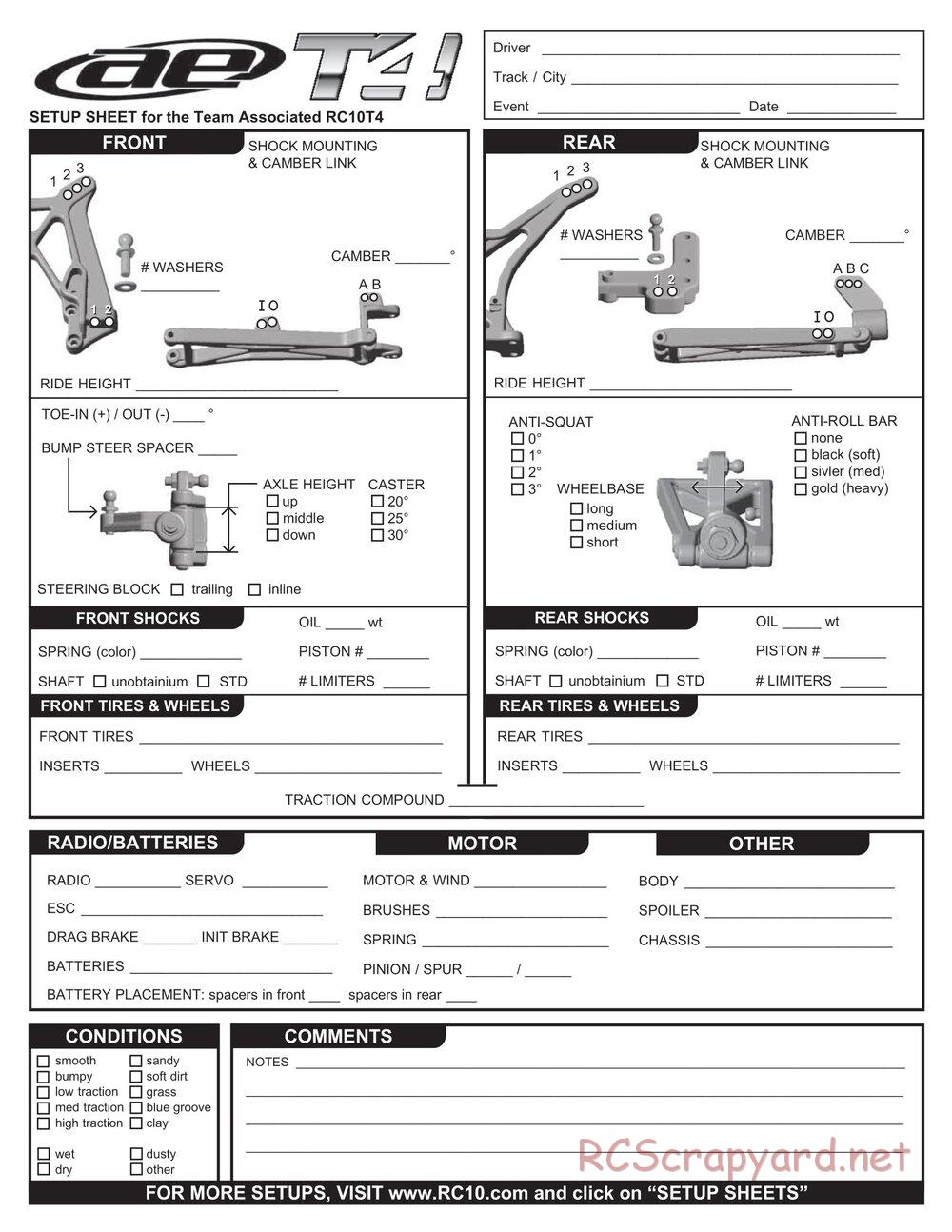 Team Associated - RC10T4 SE - Manual - Page 22