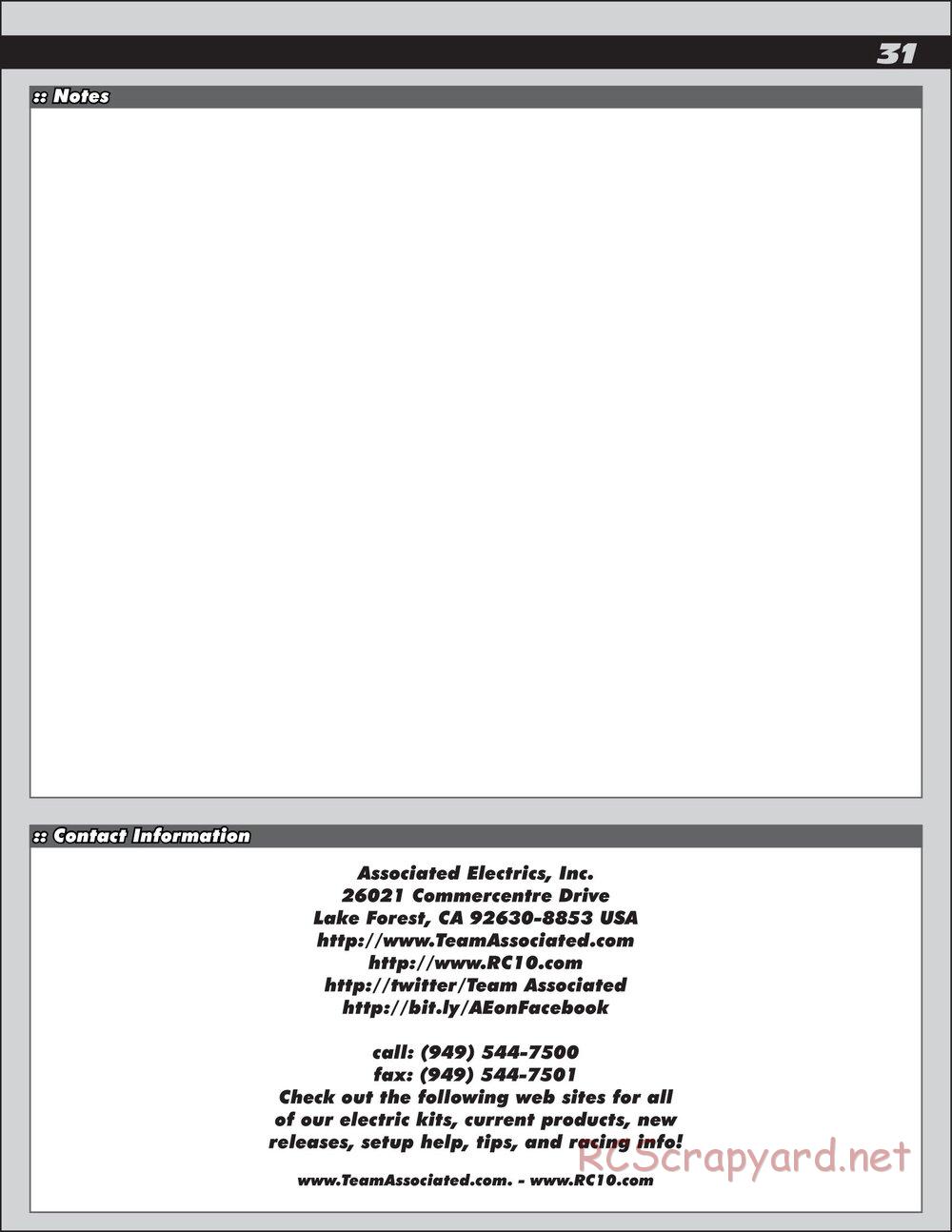 Team Associated - RC10T5M Team Kit - Manual - Page 31