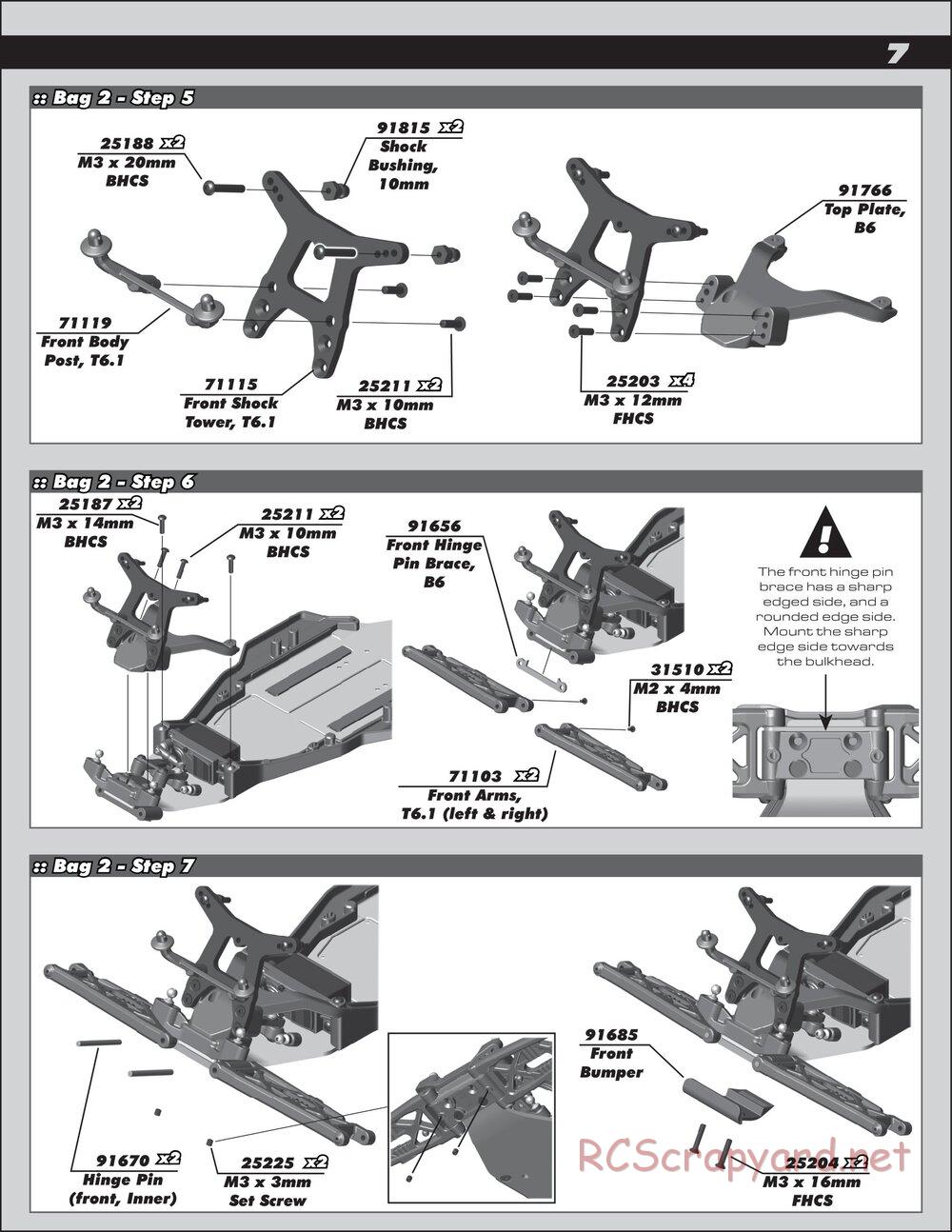 Team Associated - RC10T6.1 - Manual - Page 7