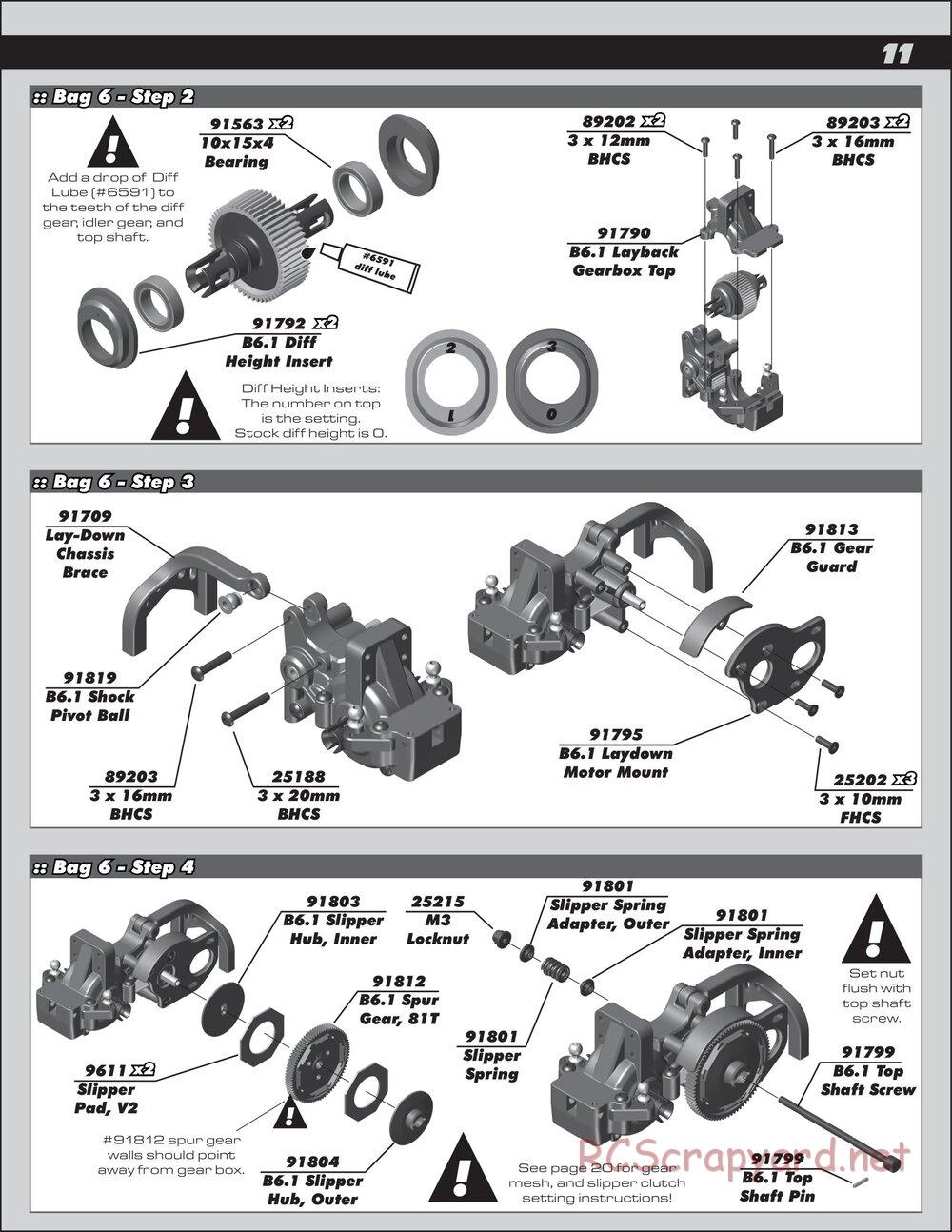 Team Associated - RC10T6.1 - Manual - Page 11