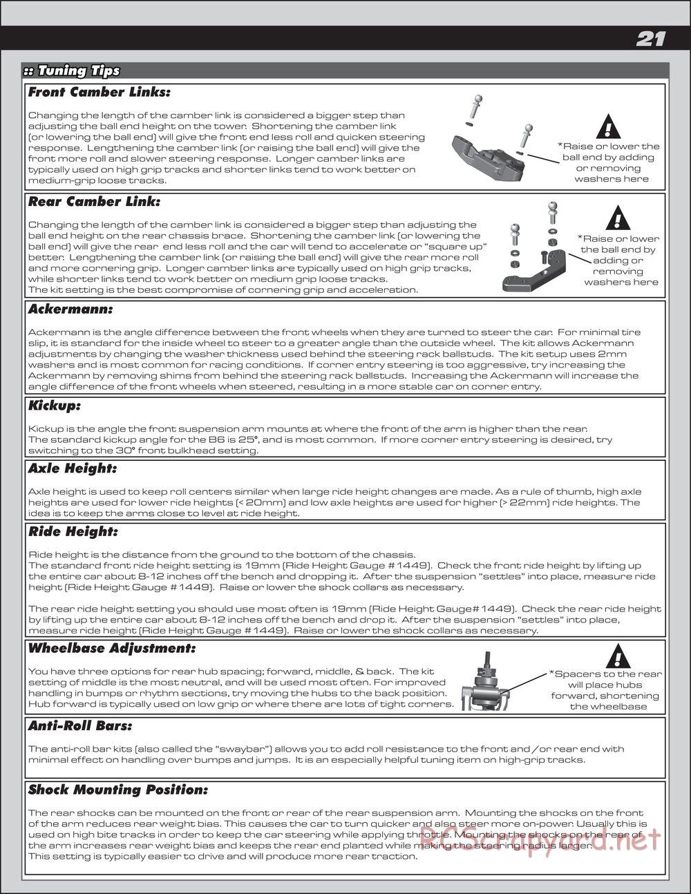 Team Associated - RC10T6.1 - Manual - Page 21