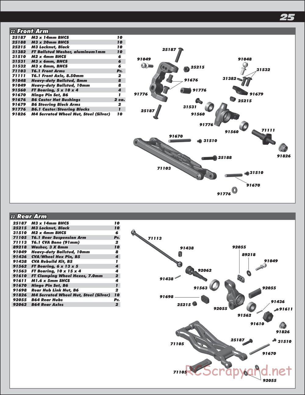 Team Associated - RC10T6.1 - Manual - Page 25