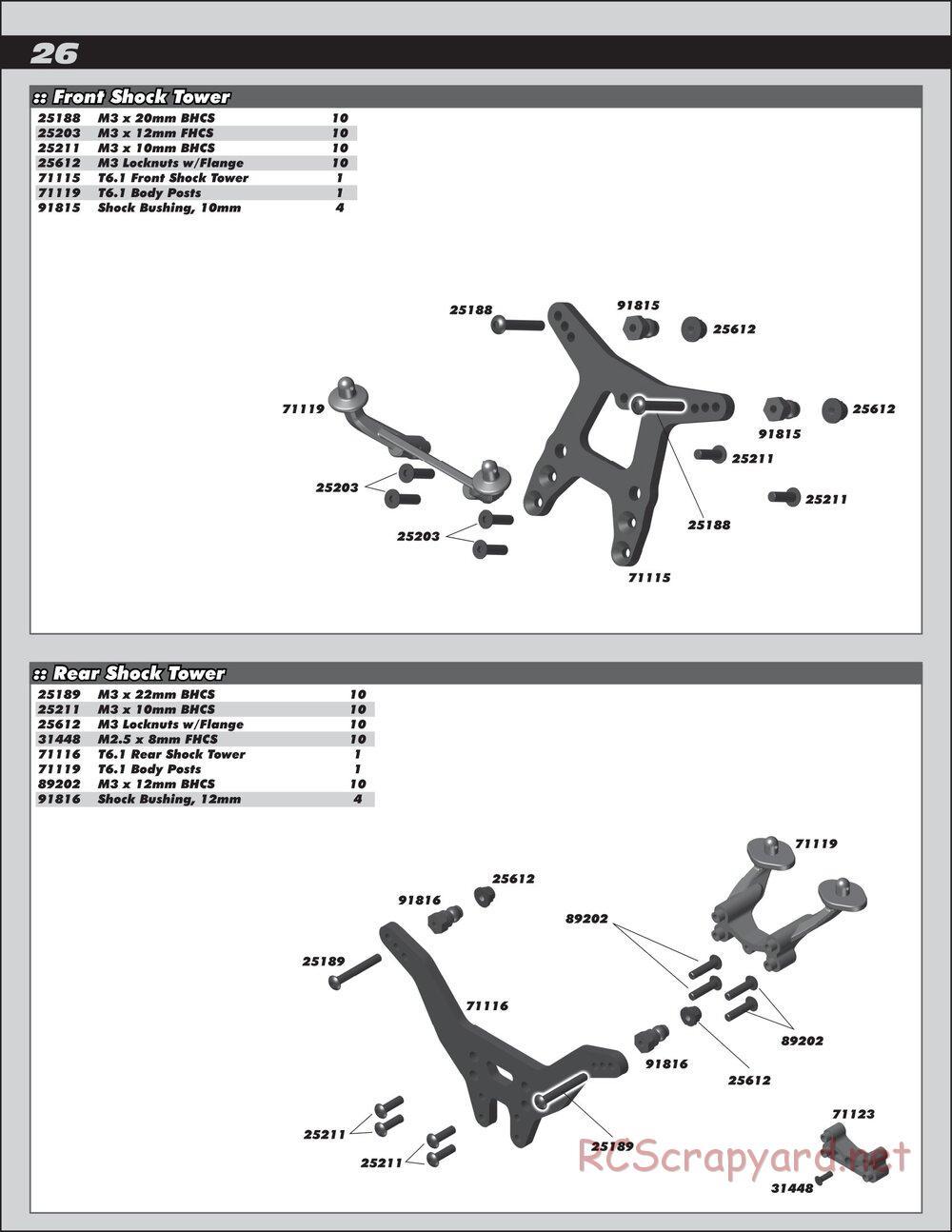 Team Associated - RC10T6.1 - Manual - Page 26