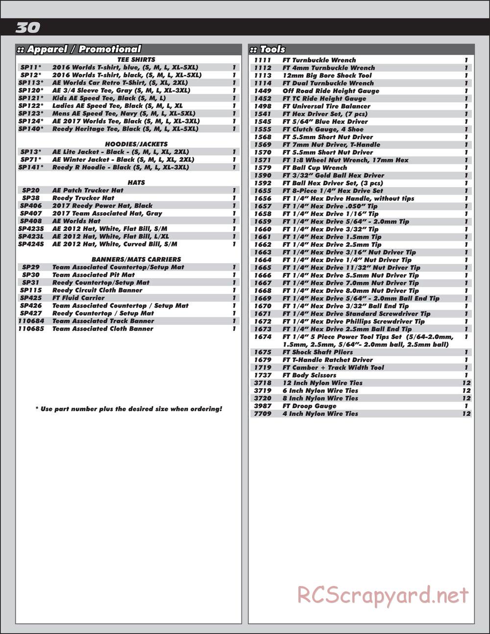 Team Associated - RC10T6.1 - Manual - Page 30