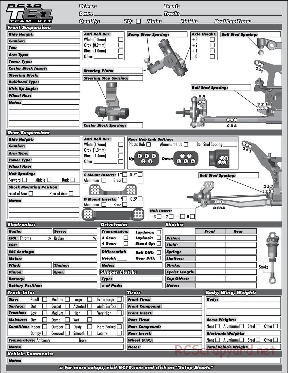 Team Associated - RC10T6.1 - Manual - Page 33