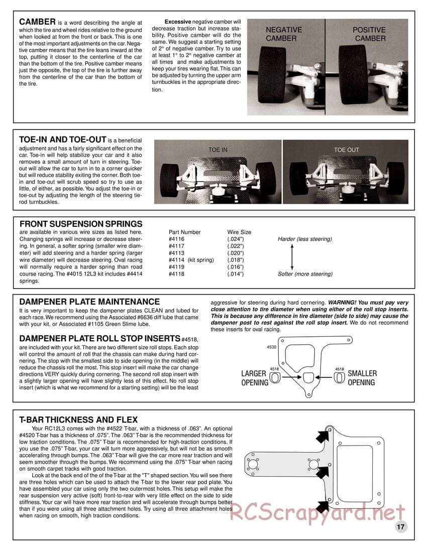 Team Associated - RC12L3 - Manual - Page 17