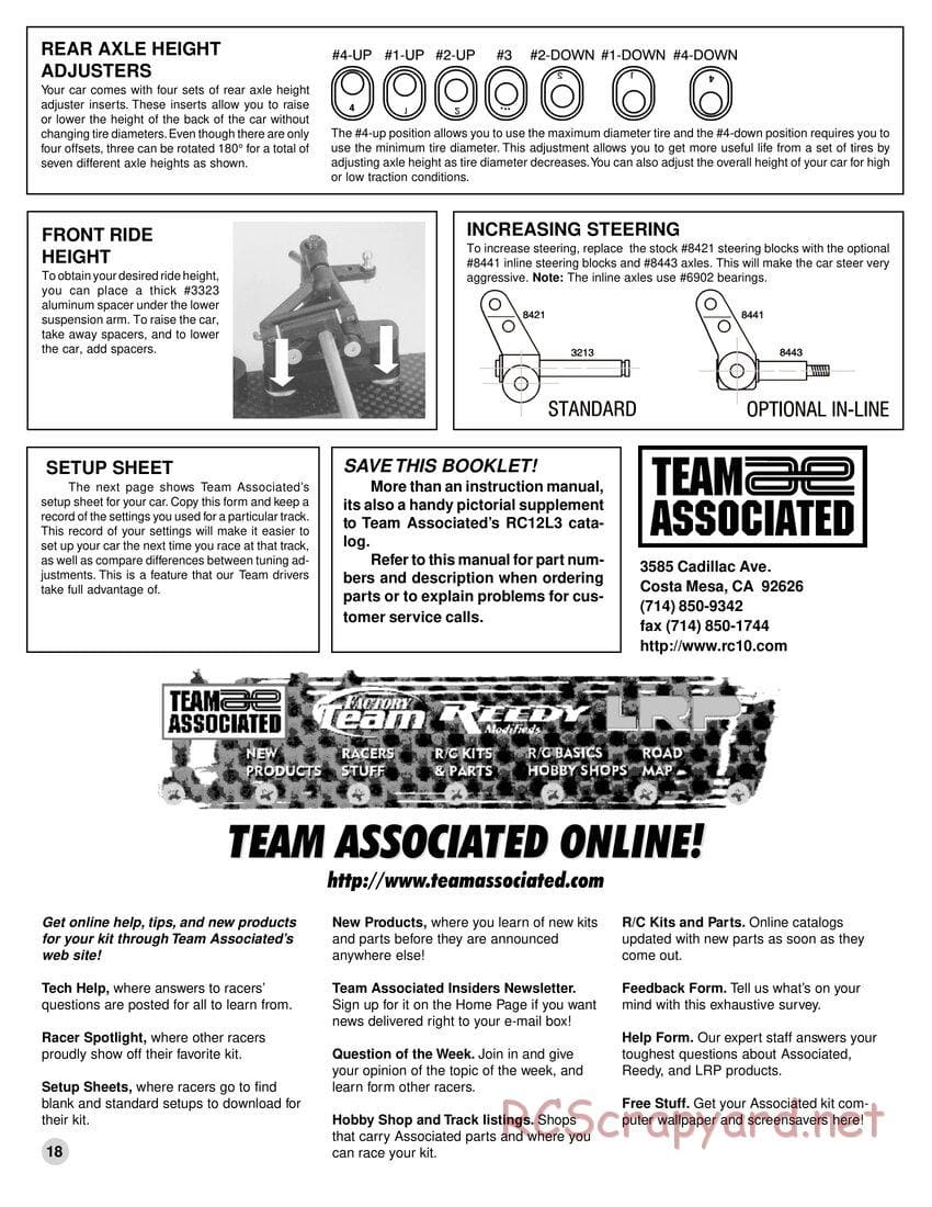 Team Associated - RC12L3 - Manual - Page 18