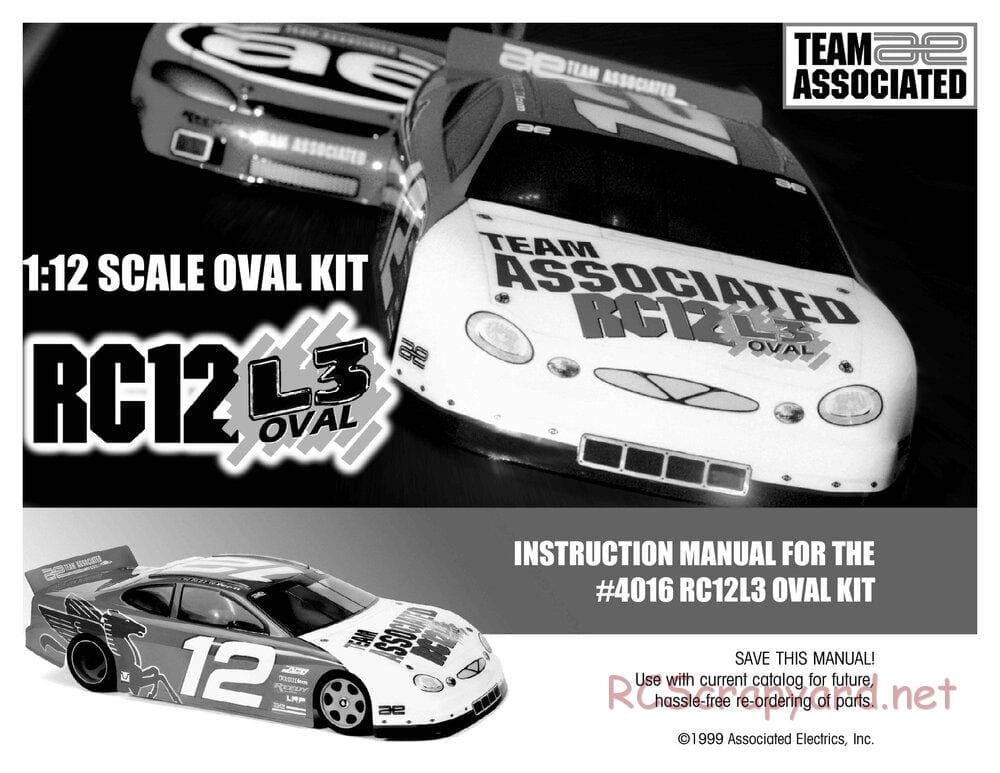 Team Associated - RC12L3O - Manual - Page 1