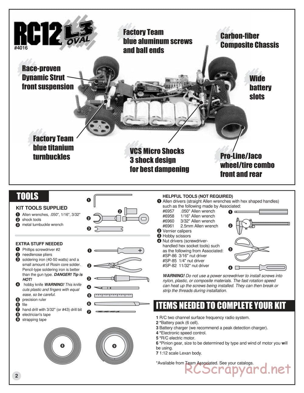 Team Associated - RC12L3O - Manual - Page 2