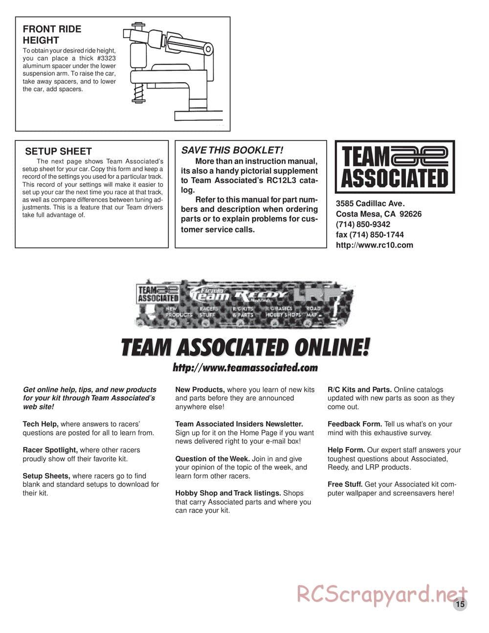 Team Associated - RC12L3O - Manual - Page 15