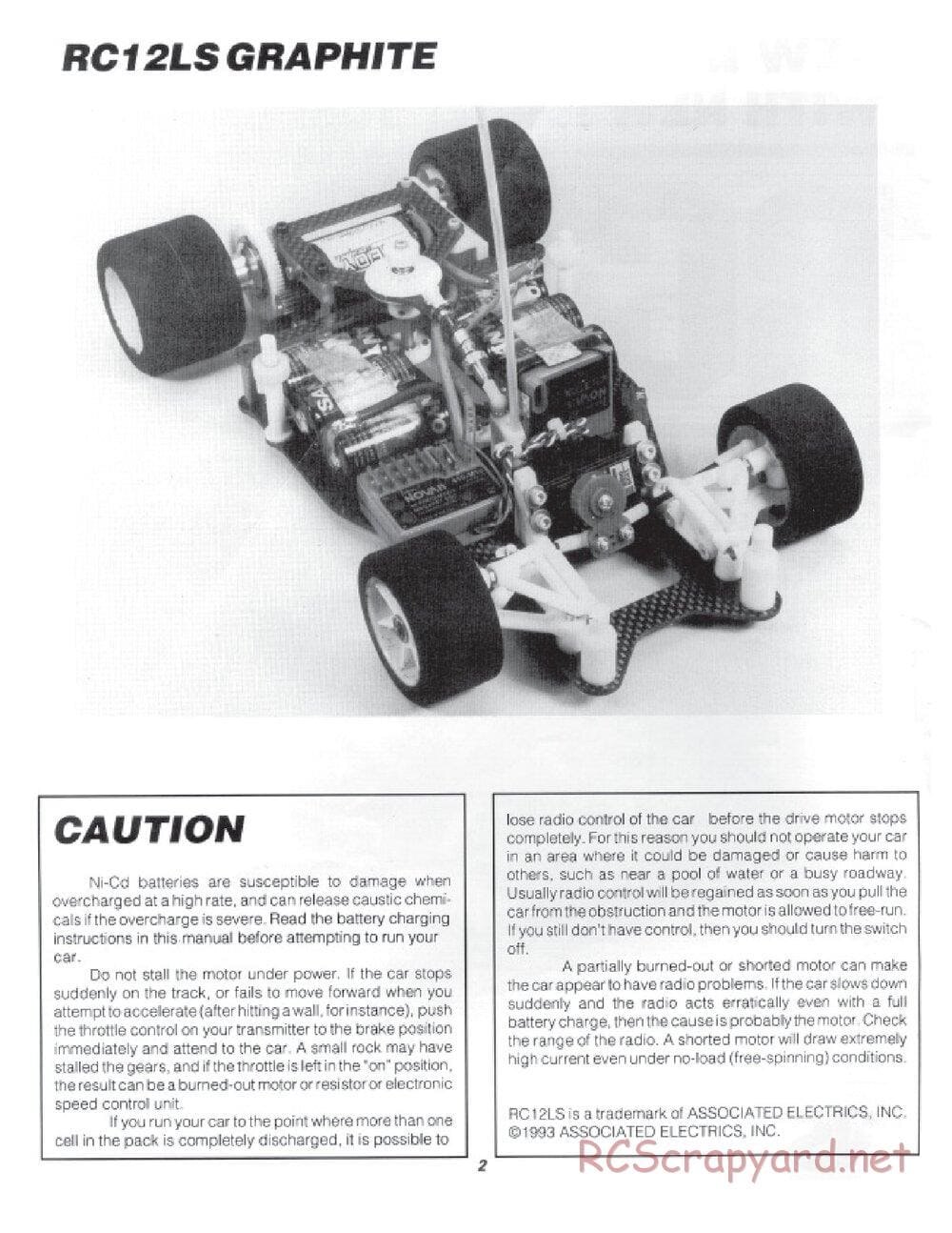 Team Associated - RC12LS - Manual - Page 1
