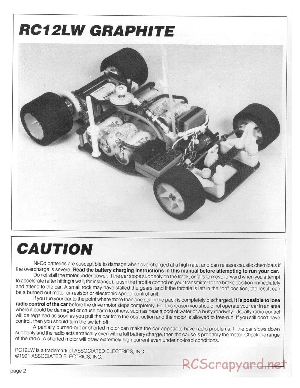 Team Associated - RC12LW - Manual - Page 2
